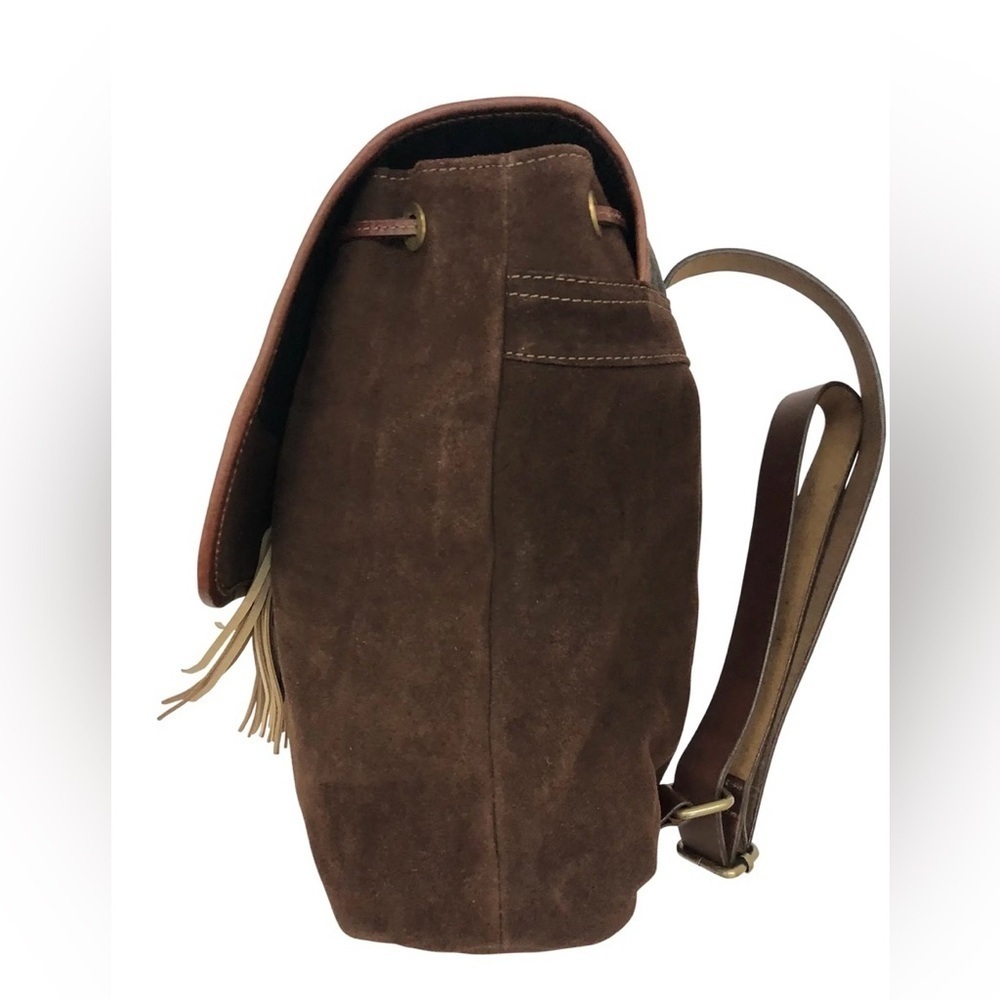 New Huntley Equestrian Suede Leather Cowhide Designer Shoulder Backpack - Picture 3 of 10